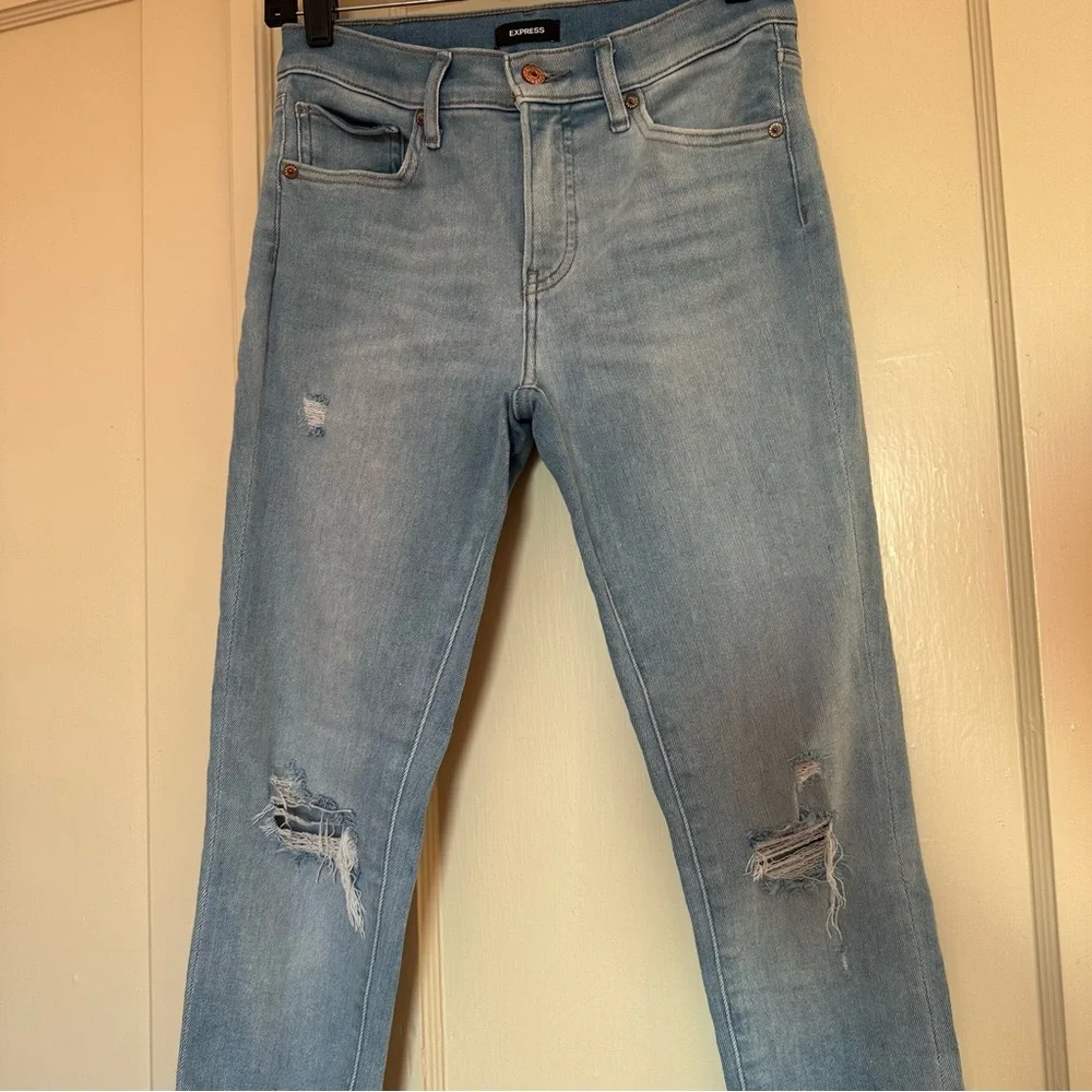 Express Ripped Skinny Mid Rise Jeans Size 4 - Picture 2 of 9
